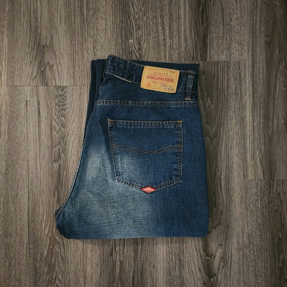 Rare Vintage x 90s UNLIMITED Distressed Blue Jean - Picture 2 of 12